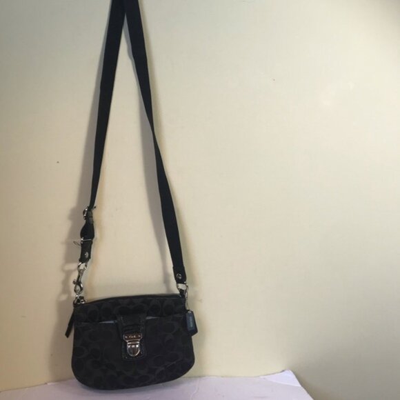 Coach Signature Small Crossbody Mini Bag Shoulder Patent Leather Zip Pocket Tote - Picture 2 of 16